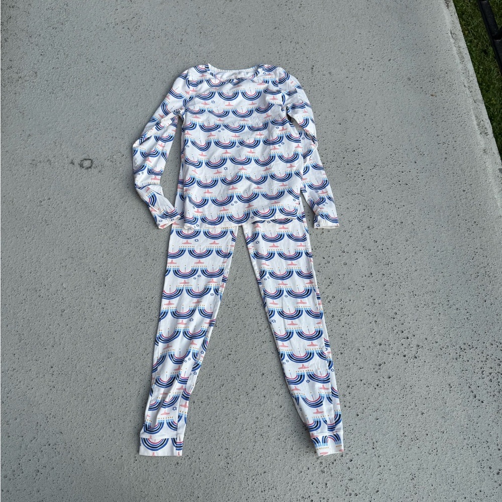 Pink Chicken Multicolor Menorah Striped Pajama Set Size 14 years